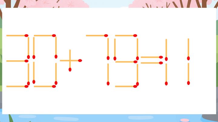 【マッチ棒クイズ】1本だけ動かして正しい式に：30+79=11？の問題画像