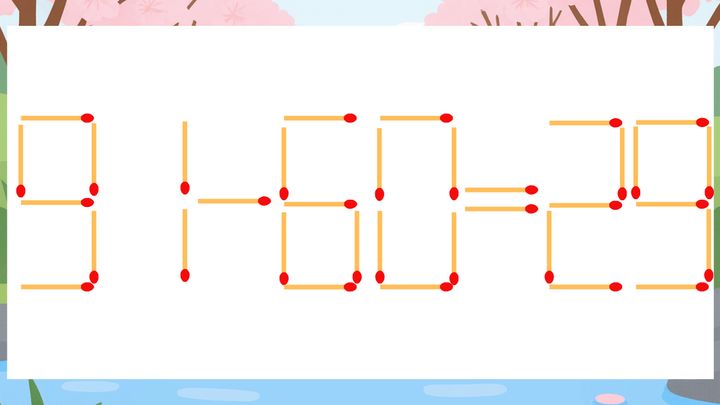 【マッチ棒クイズ】1本だけ動かして正しい式に：91-60=29？の問題画像