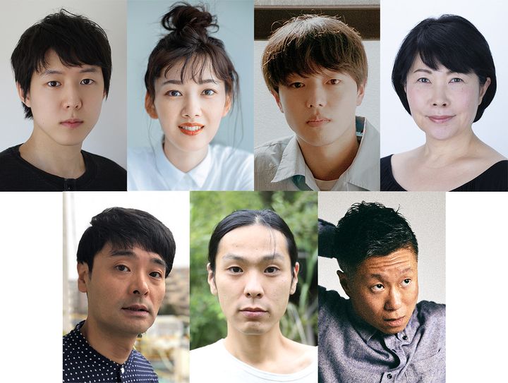 KAATキッズ・プログラム2026『子どものためのうつくしい国』（上段左から）出演の小日向星一、佐々木春香、串田十二夜、池谷のぶえ、（下段左から）作・演出のノゾエ征爾、音楽・演奏の田中馨、振付・出演の熊谷拓明 width=