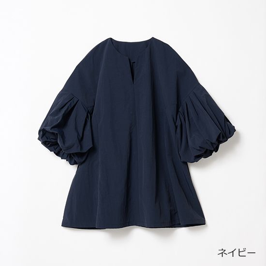 [THREE SQUARE]バルーンスリーブタフタブラウス
