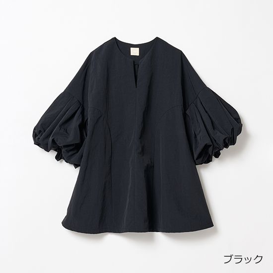 [THREE SQUARE]バルーンスリーブタフタブラウス