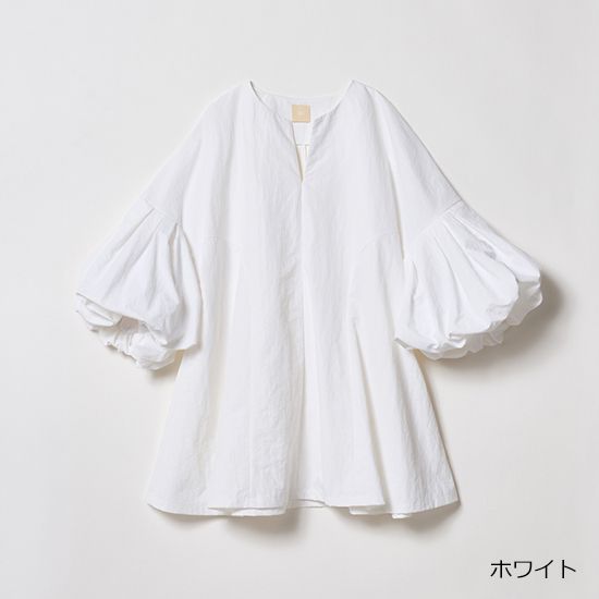 [THREE SQUARE]バルーンスリーブタフタブラウス