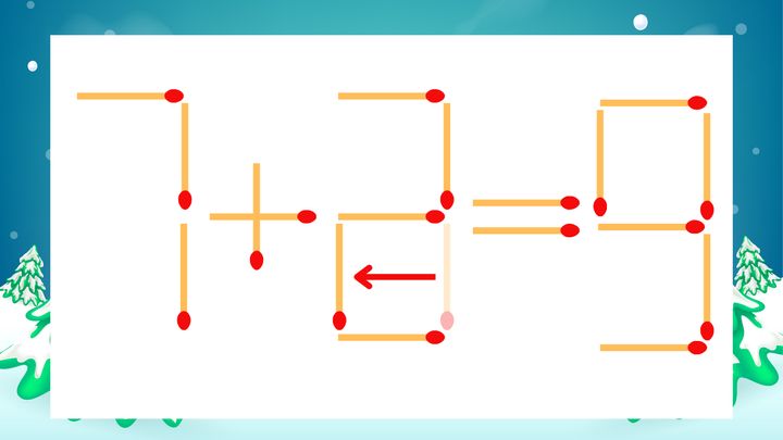 【マッチ棒クイズ】1本だけ動かして正しい式に：7+3=9？の解答画像