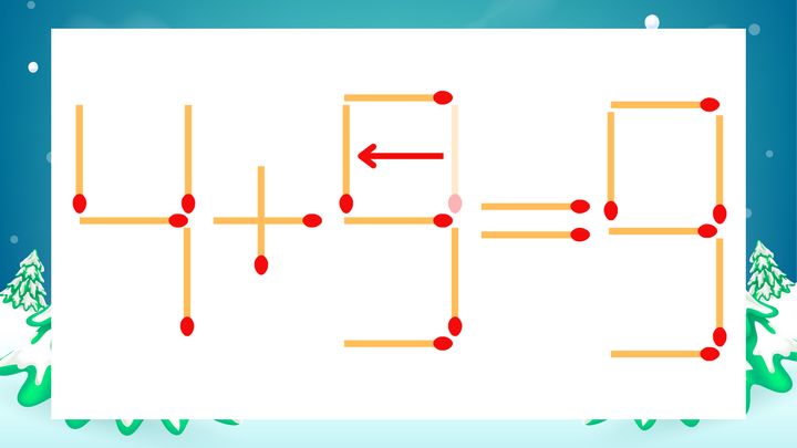 【マッチ棒クイズ】1本だけ動かして正しい式に：4+3=9？の解答画像