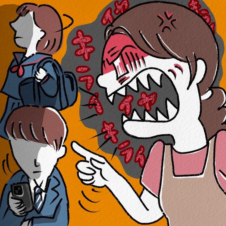 子どもが可愛いと思えない女性のイラスト