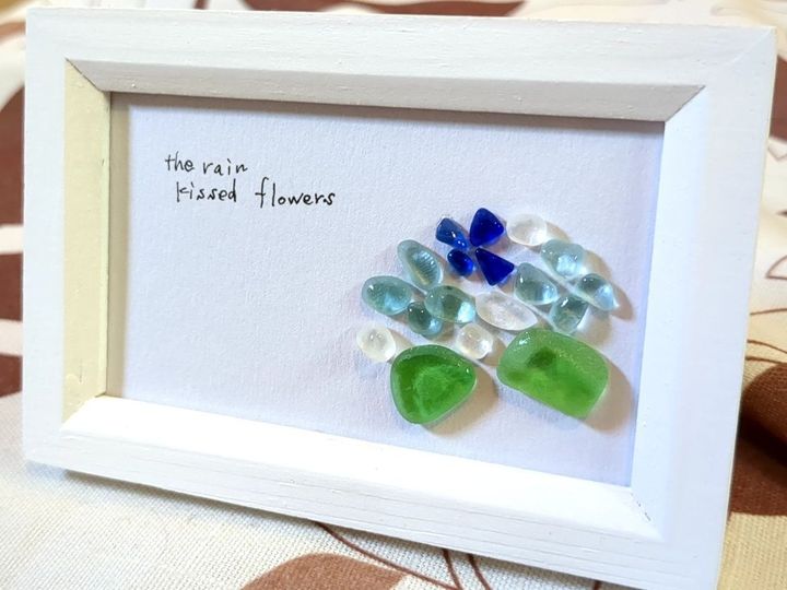 【シーグラスアート】紫陽花をイメージして作りました！