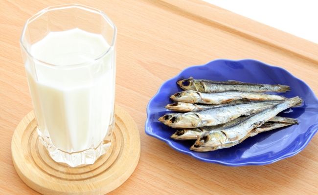 牛乳と小魚イメージ