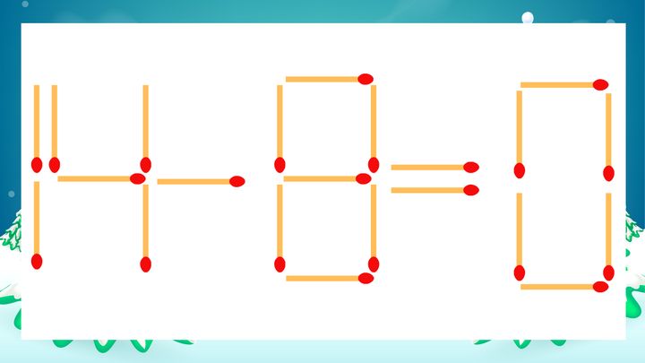 【マッチ棒クイズ】1本だけ動かして正しい式に：14-8=0？の問題画像