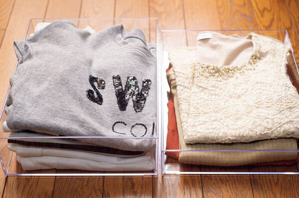 Ｔシャツはクリアケースで型崩れを防ぐ