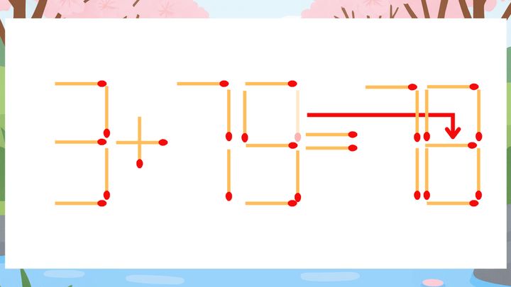 【マッチ棒クイズ】1本だけ動かして正しい式に：3+79=70？の解答画像