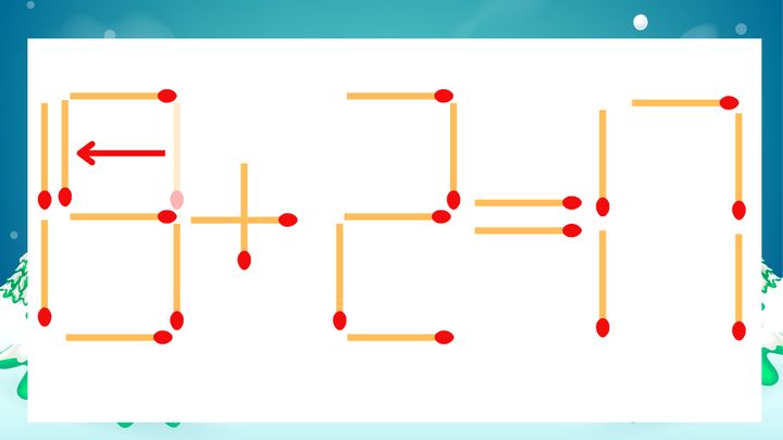 【マッチ棒クイズ】1本だけ動かして正しい式に：13+2=17？の解答画像