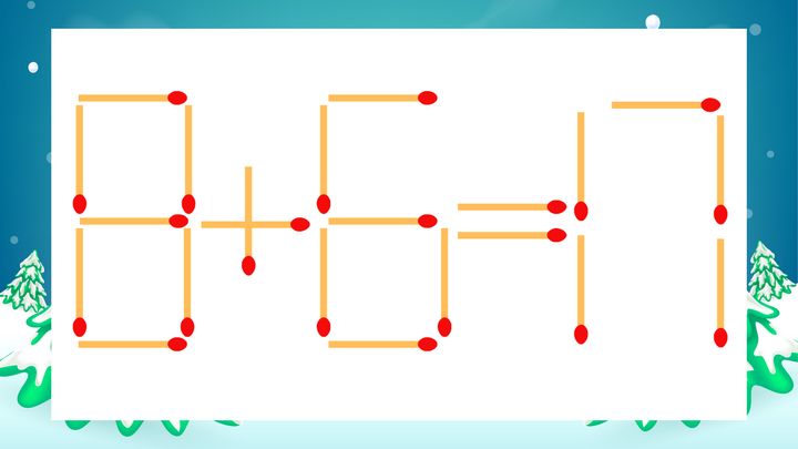 【マッチ棒クイズ】1本だけ動かして正しい式に：8+6=17？の問題画像