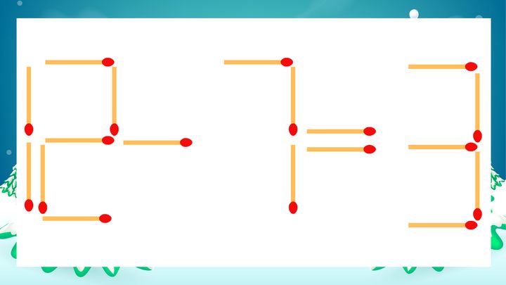【マッチ棒クイズ】1本だけ動かして正しい式に：12-7=3？の問題画像