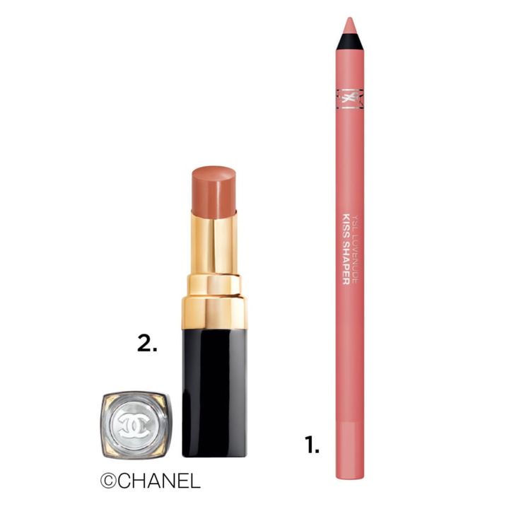 1.YSL ラブヌード リップ シェイパー 44（イヴ・サンローラン・ボーテ） 2.ルージュ ココ フラッシュ 280（シャネル）