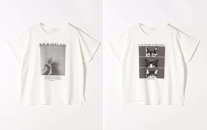 画像: 「CAT プリント TEE」各￥5,500 出典：カランシエル