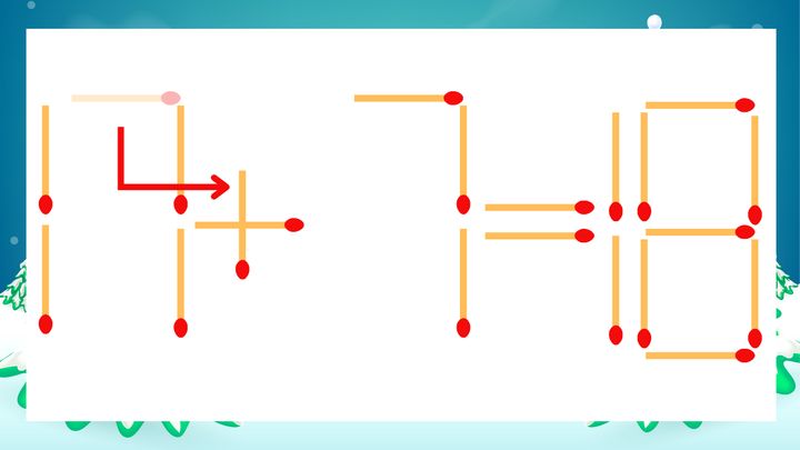 【マッチ棒クイズ】1本だけ動かして正しい式に：17-7=18？の解答画像
