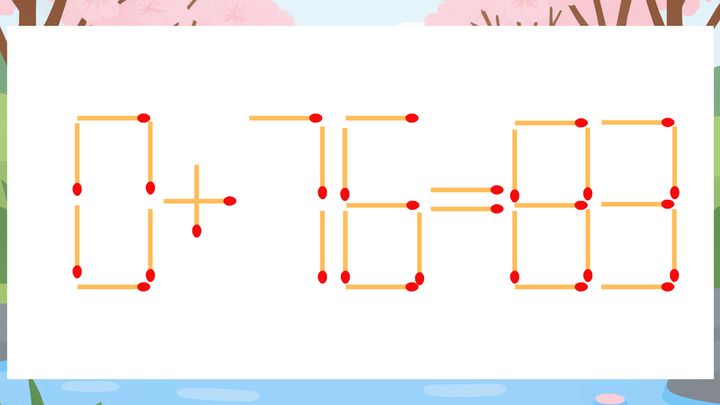 【マッチ棒クイズ】1本だけ動かして正しい式に：0+76=83？の問題画像