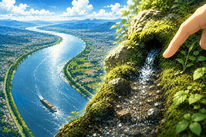 日本一長い『信濃川』は367km、日本一短い『ぶつぶつ川』はわずか13.5m！その差は約27,000倍という驚きの数字の対比