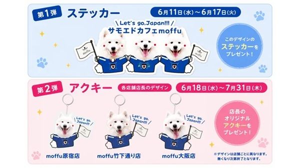 【東京都渋谷区・大阪府大阪市】「サモエドカフェmoffu」がサッカー応援仕様に！限定グッズやSNSキャンペーンも