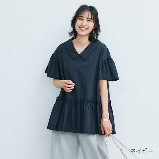 [THREE SQUARE]2WAYタフタブラウス
