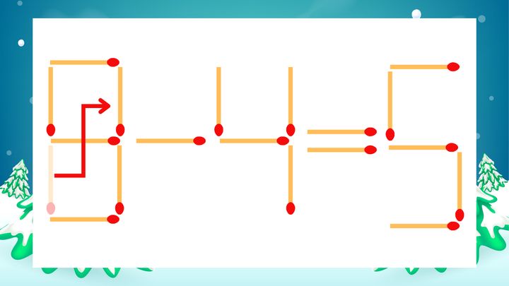 【マッチ棒クイズ】1本だけ動かして正しい式に：6-4=5？の解答画像