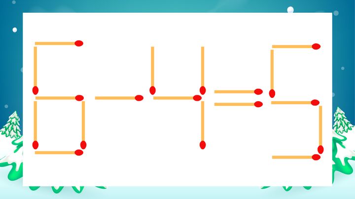 【マッチ棒クイズ】1本だけ動かして正しい式に：6-4=5？の問題画像