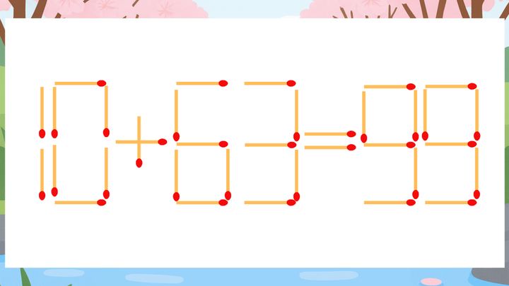 【マッチ棒クイズ】1本だけ動かして正しい式に：10+63=99？の問題画像