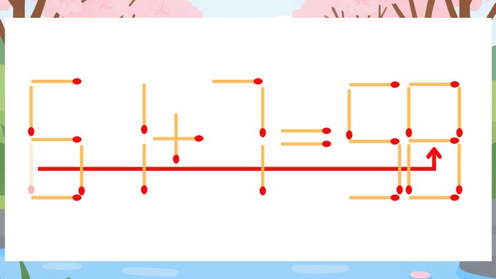 【マッチ棒クイズ】1本だけ動かして正しい式に：61+7=50？の解答画像