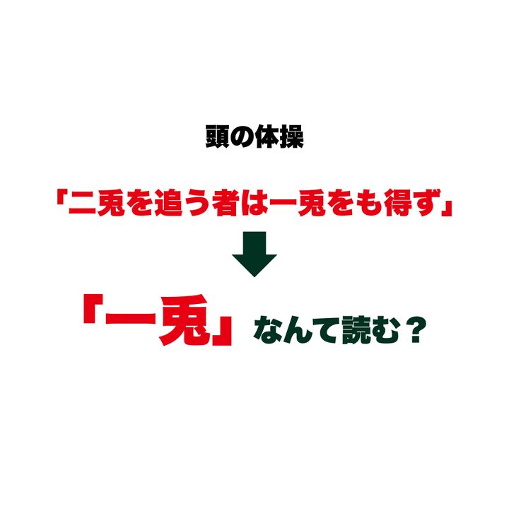 【頭の体操】「二兎を追う者は一兎をも得ず」の「一兎」なんて読む？今さら聞けない正しい読み方をチェック！