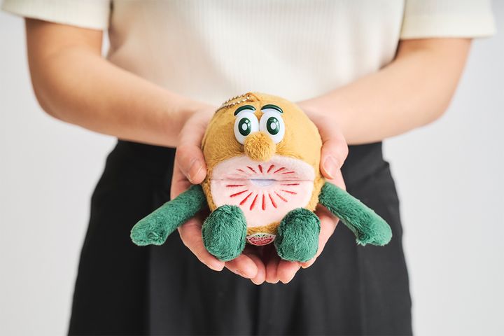「ゼスプリ キウイブラザーズのレッドのぬいぐるみエコバッグ」【インレッド7月号付録】ぬいぐるみは両手で持てるサイズ感