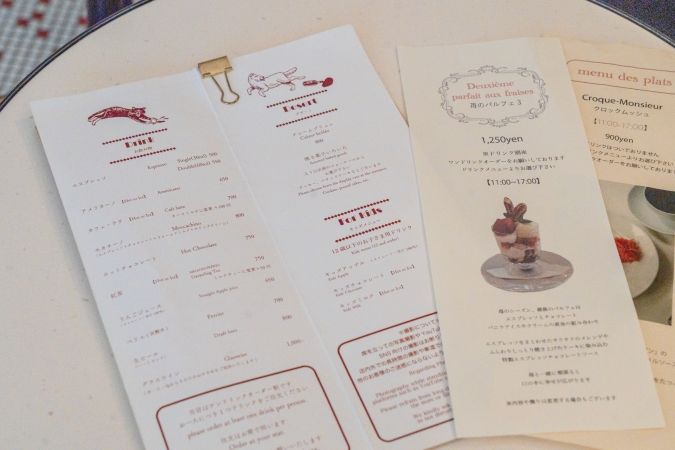 Filles et Garçons メニュー