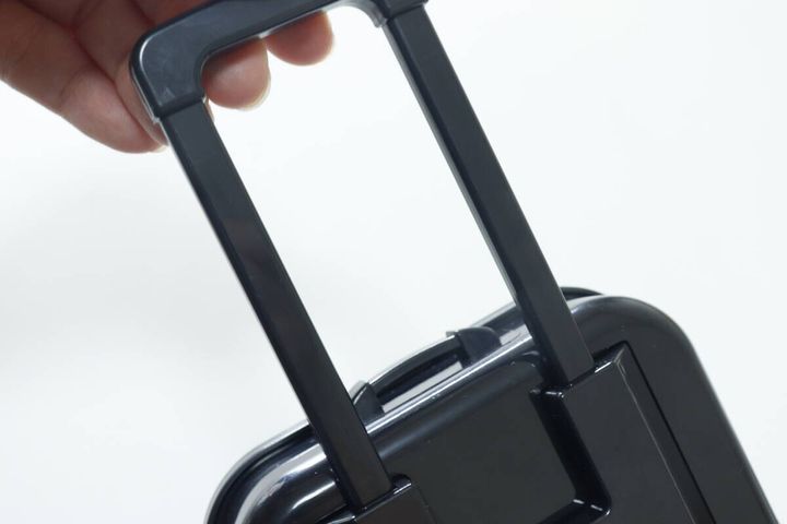 ミニキャリーケース型小物入れ（黒、白、紫） ハンドル部分