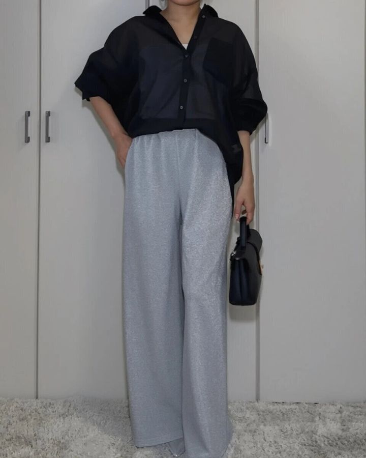 2026夏gu大人女性おすすめ黒シアードルマンスリーブシャツ着回しコーデ