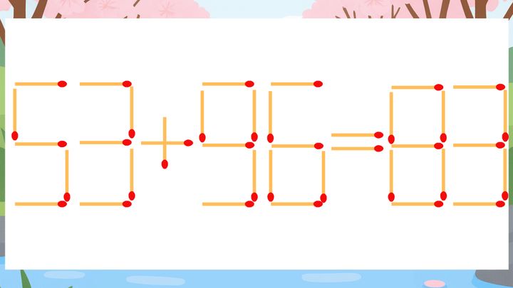 【マッチ棒クイズ】1本だけ動かして正しい式に：53+96=83？の問題画像
