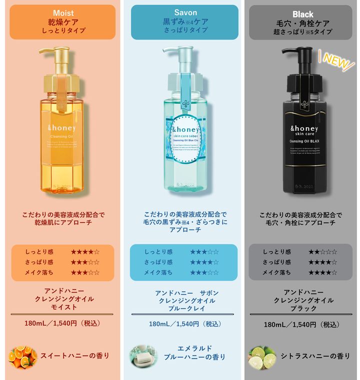 選べる3つのクレンジングオイル 