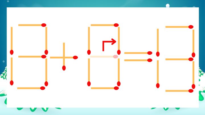 【マッチ棒クイズ】1本だけ動かして正しい式に：13+6=13？の解答画像