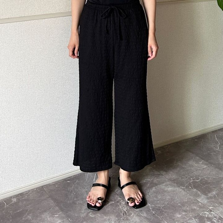 GU シャーリングアンクルパンツ 正面全身着用