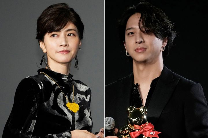 左：内田有紀さん（2023年2月16日、時事通信フォト）、右：timeleszの寺西拓人さん（2025年10月15日、時事通信フォト）