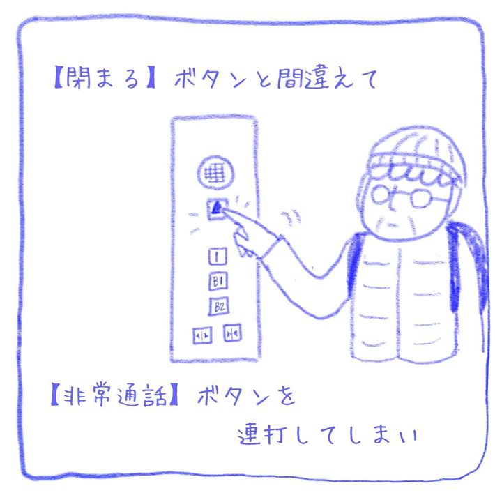エレベーターでの出来事を描いた漫画のカット（ハナさん提供）