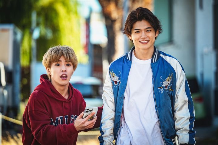 映画『マッチモンド』W主演の醍醐虎汰朗（左）と勝木将慶（右） （C）2026「マッチモンド」製作委員会／堀内祥吾・少年画報社 width=