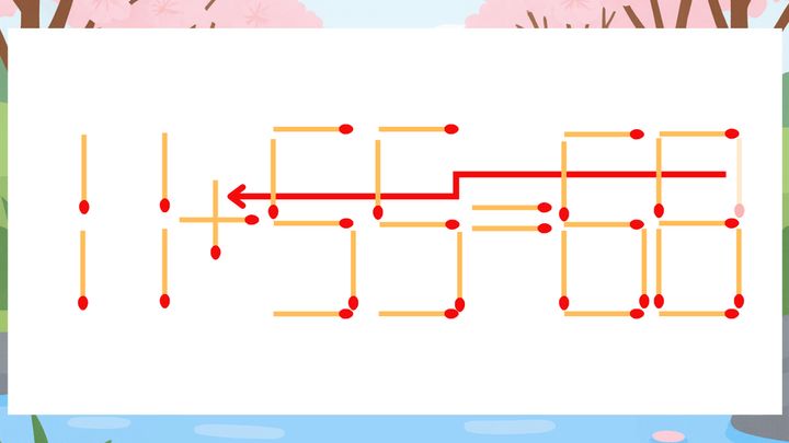 【マッチ棒クイズ】1本だけ動かして正しい式に：11-55=68？の解答画像