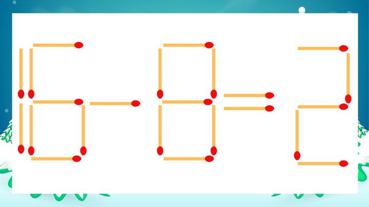 【マッチ棒クイズ】1本だけ動かして正しい式に：16-8=2？の問題画像