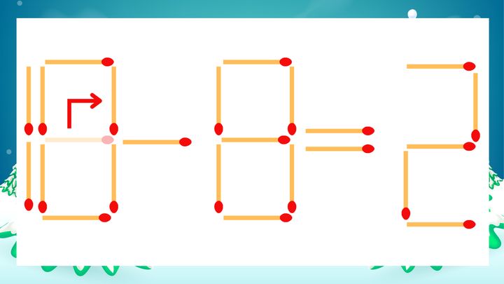 【マッチ棒クイズ】1本だけ動かして正しい式に：16-8=2？の解答画像