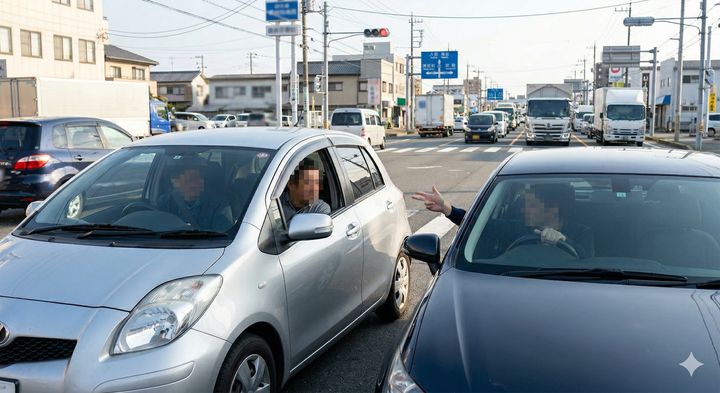 危険な運転手には注意したくなりますが、トラブル回避のためには距離を取るのが正解です ※Google Geminiにて作成