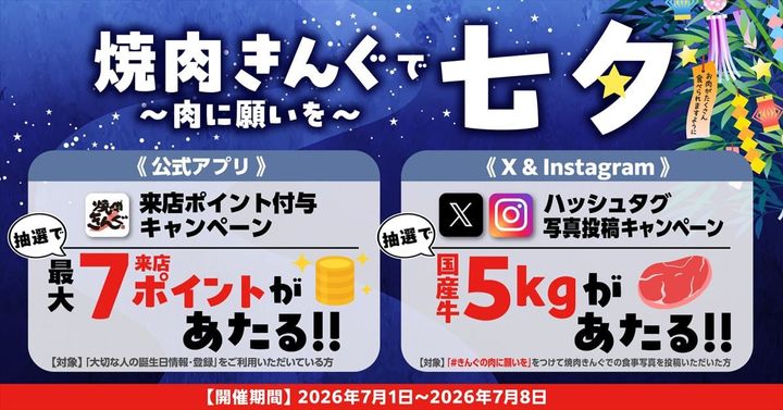 「焼肉きんぐで七夕～肉に願いを～」のキービジュアル