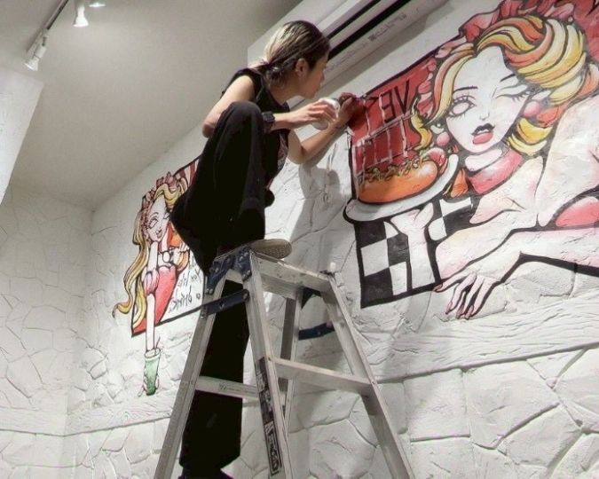 志賀島アート dollyさん製作風景②