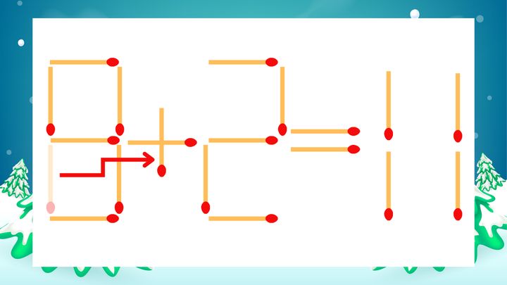 【マッチ棒クイズ】1本だけ動かして正しい式に：8-2=11？の解答画像