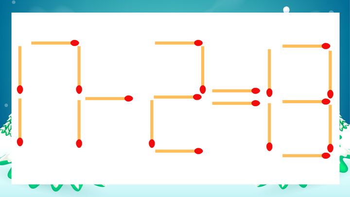 【マッチ棒クイズ】1本だけ動かして正しい式に：17-2=13？の問題画像