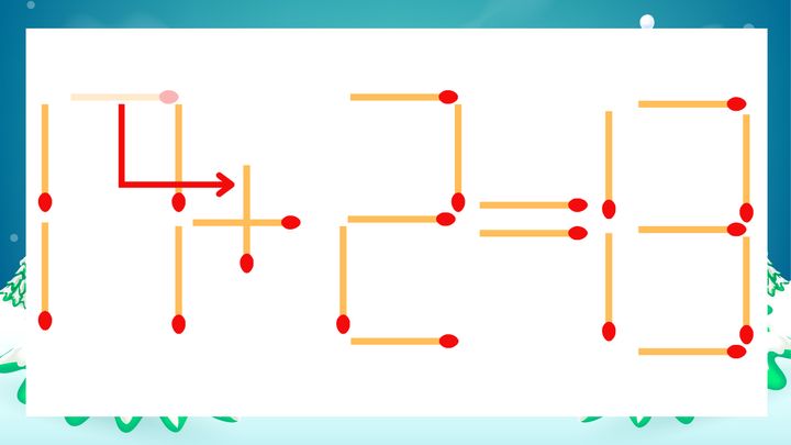 【マッチ棒クイズ】1本だけ動かして正しい式に：17-2=13？の解答画像