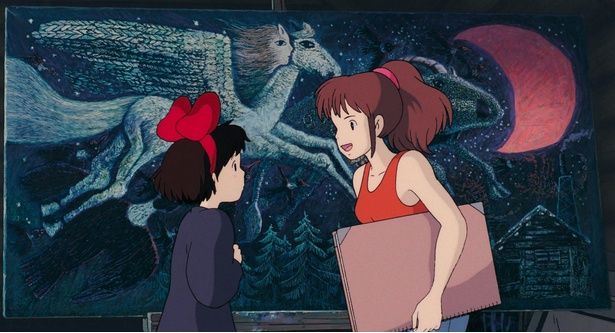 画家になるため森のなかで絵を描く少女ウルスラ [c] 1989 Eiko Kadono/Hayao Miyazaki/Studio Ghibli, N